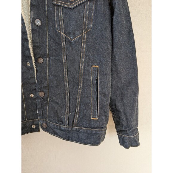 Levi’s Sherpa Trucker Jacket Mens Sz M Blue Denim  Vintage Y2K Style Workwear - Picture 6 of 15